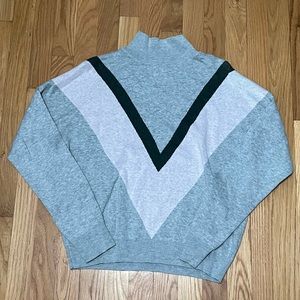 Old Navy gray mock neck sweater with stripes